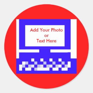 The MUSEUM Artist Series Images Computer Blue Classic Round Sticker