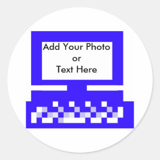 The MUSEUM Artist Series Images Computer Blue Classic Round Sticker