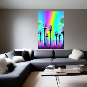 The mushroom forest AI Art Poster