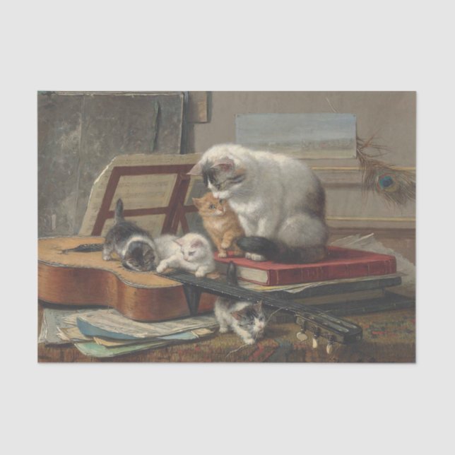 The Music Lesson by Henriette Ronner-Knip Tissue Paper (Front)