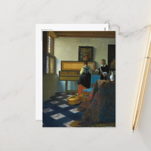 The Music Lesson by Johannes Vermeer Holiday Postcard