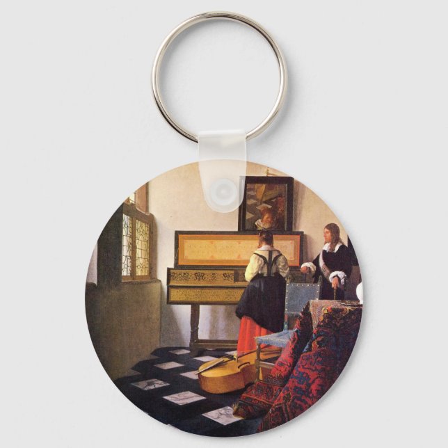 The music lesson by Johannes Vermeer Key Ring (Front)