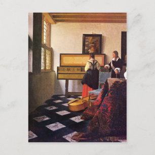 The music lesson by Johannes Vermeer Postcard