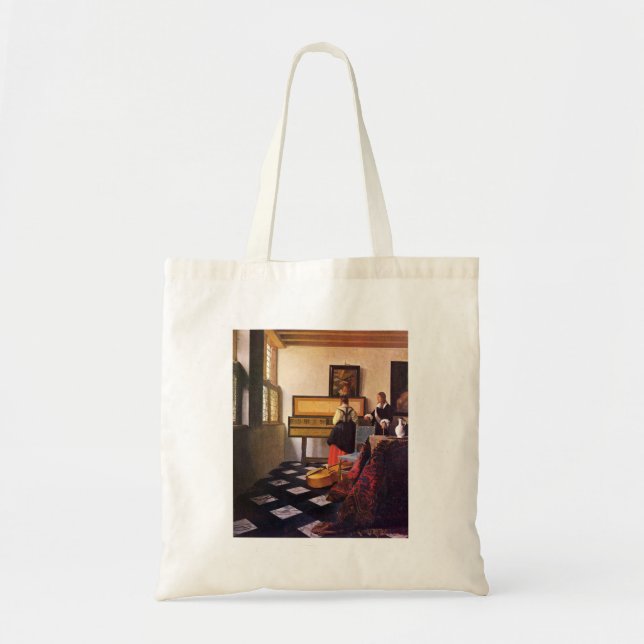 The music lesson by Johannes Vermeer Tote Bag (Front)