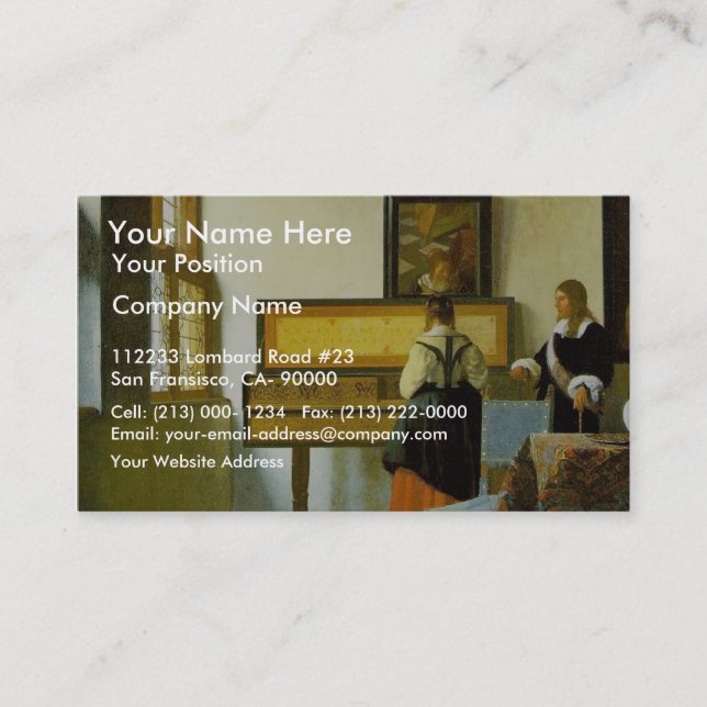 The Music Lesson By Vermeer Van Delft Jan Business Card (Front)