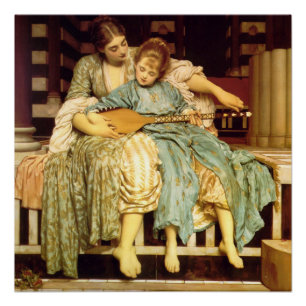 The Music Lesson Frederic Leighton Glossy Poster