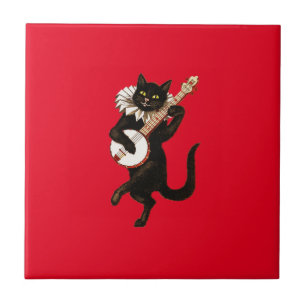 The Musical Cat on Red Tile