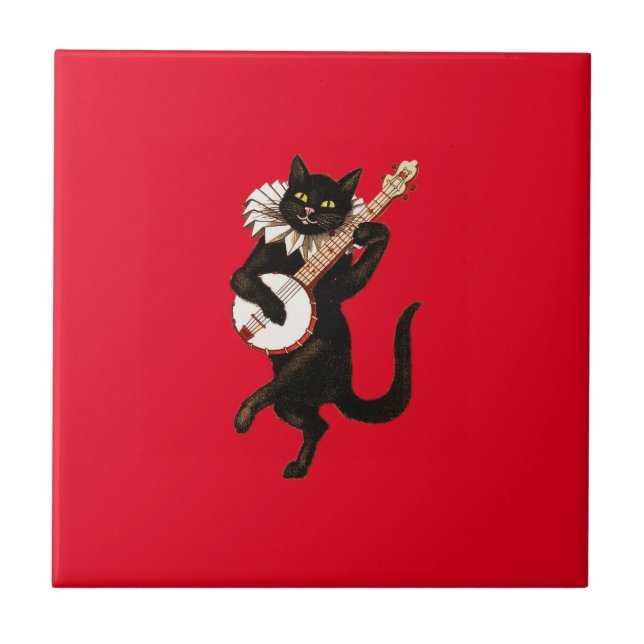 The Musical Cat on Red Tile (Front)