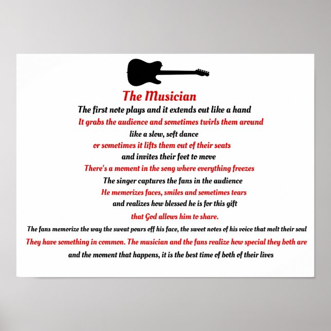 The Musician poem Poster (Front)