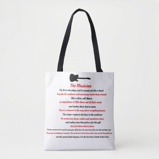 The Musician poem Tote Bag (Front)
