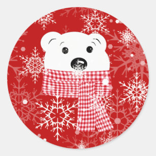 The muzzle of a polar bear, Christmas  Classic Round Sticker