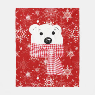The muzzle of a polar bear, Christmas   Fleece Blanket