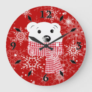 The muzzle of a polar bear, Christmas Large Clock