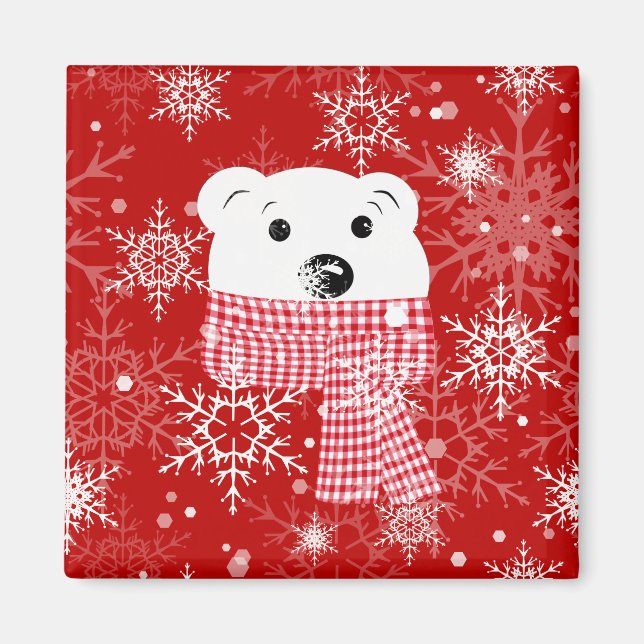 The muzzle of a polar bear, Christmas  Magnet (Front)
