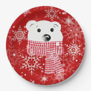 The muzzle of a polar bear, Christmas Paper Plate