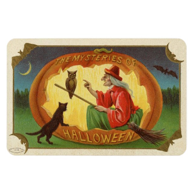 The Mysteries of Halloween Witch Vintage Magnet (Horizontal)