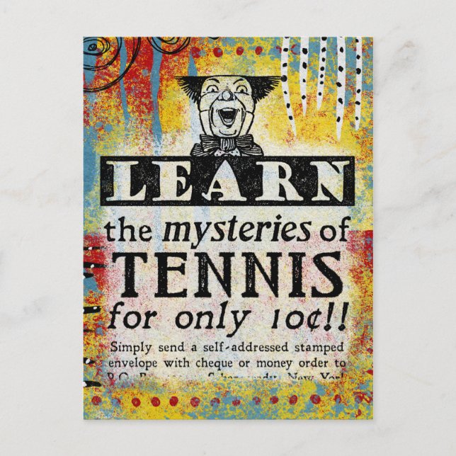 The Mysteries of Tennis - Funny Vintage Ad Postcard (Front)