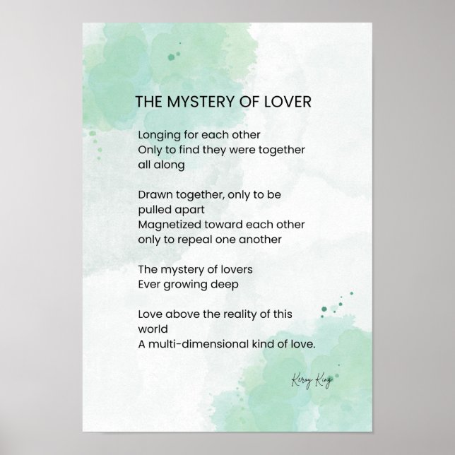 The Mystery Of Lovers - Love Poem Poster (Front)