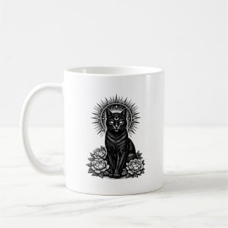 The Mystic Feline - Third Eye Cat Woodcut Coffee Mug
