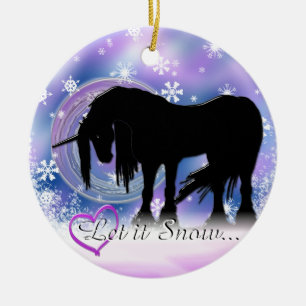 The Mystical Black Unicorn (Let It Snow) Ceramic Tree Decoration