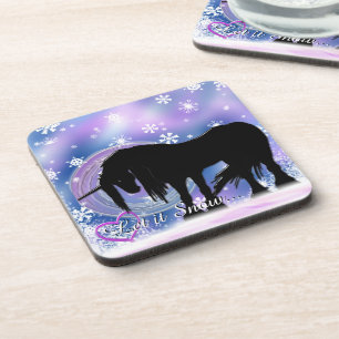 The Mystical Black Unicorn (Let It Snow) Coaster