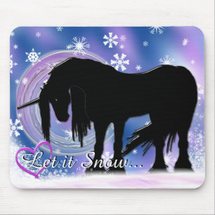 The Mystical Black Unicorn (Let It Snow) Mouse Mat