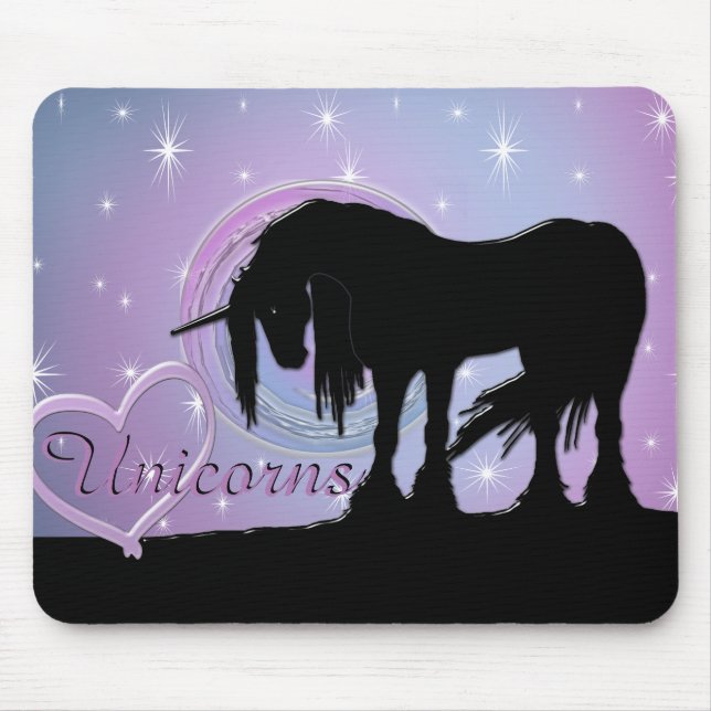The Mystical Black Unicorn (Pastel Swirl) Mouse Mat (Front)