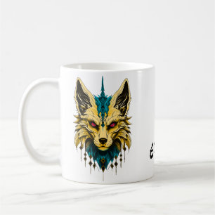 The mystical fox head, noble and mysterious.  coffee mug