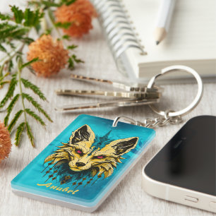 The mystical fox head, noble and mysterious.  key ring