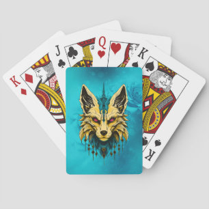 The mystical fox head, noble and mysterious. playing cards