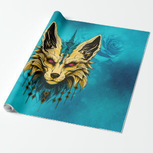 The mystical fox head, noble and mysterious. wrapping paper