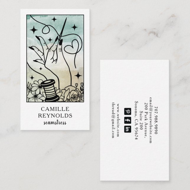 The Mystical Seamstress Tailor Tarot Business Card (Front/Back)