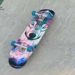 The Mystical Space Wolf Skateboard<br><div class="desc">This space themed design features a wolf with vibrant blue and pink smoke coming out of its eyes above a planet with a geometrical neon light show.
 #wolf #space #animals #nature #cool #galactic #neon #smoke #modern #moon #vibrant #trendy #geometric #geometrical #stars #planet #skateboard #spacethemed #spacefashion</div>