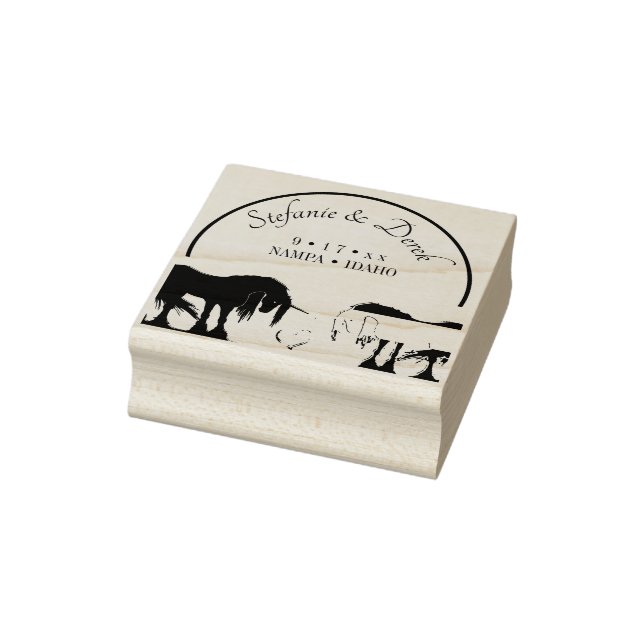 The Mystical Unicorns (black swirl) Rubber Stamp (Stamp)