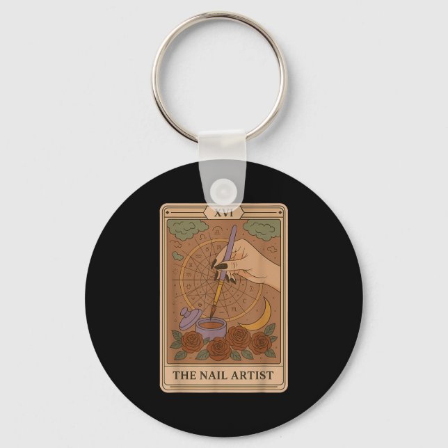 The Nail Artist Tarot Card Mystical Nail Tech Zodi Key Ring (Front)