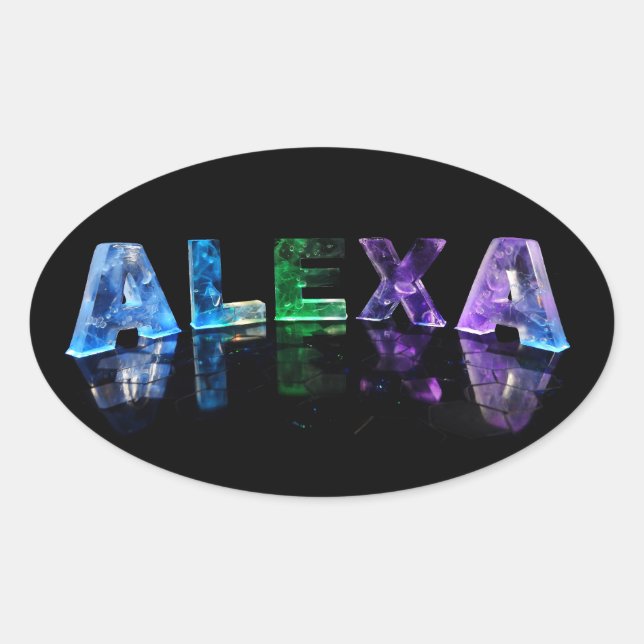 The Name Alexa in Lights Oval Sticker (Front)