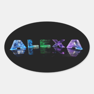 The Name Alexa in Lights Oval Sticker