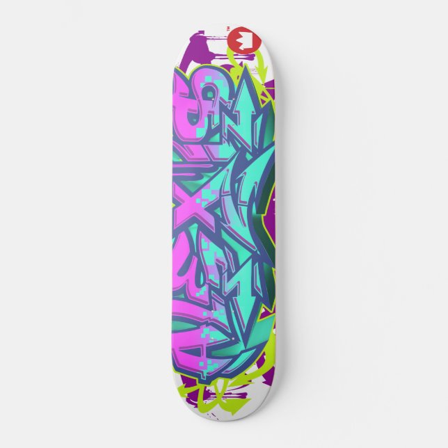 The name Alexis in graffiti Skateboard (Front)
