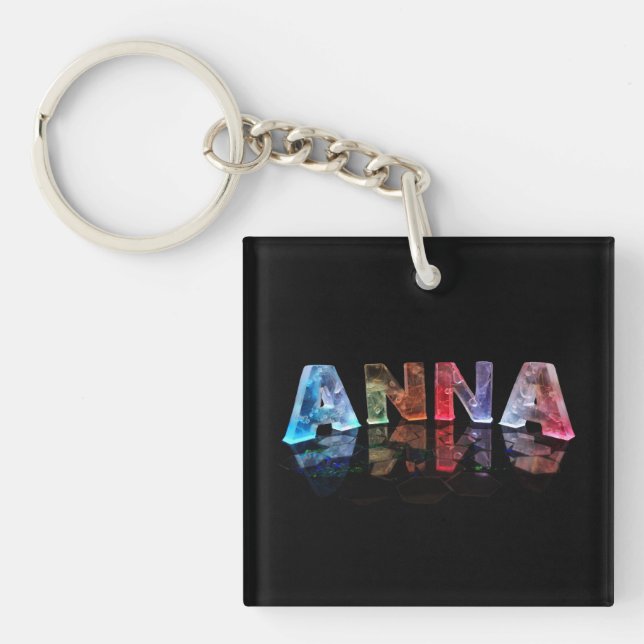 The Name Anna in Colored Lights Key Ring (Front)