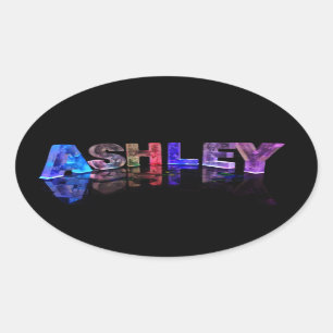 The Name Ashley in 3D Lights Oval Sticker