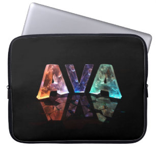The Name Ava in 3D Lights Laptop Sleeve