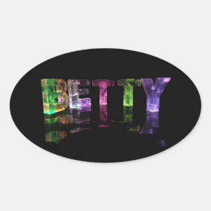 The Name Betty in 3D Lights Oval Sticker