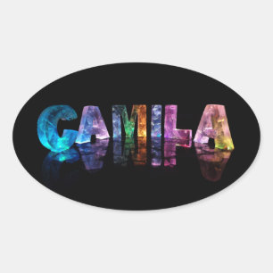 The Name Camila in 3D Lights Oval Sticker