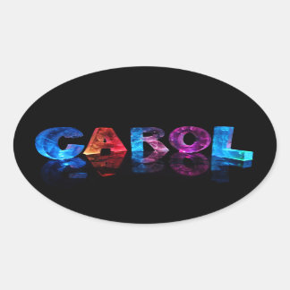 The Name Carol in 3D Lights Oval Sticker