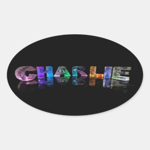 The Name Charlie in 3D Lights Oval Sticker