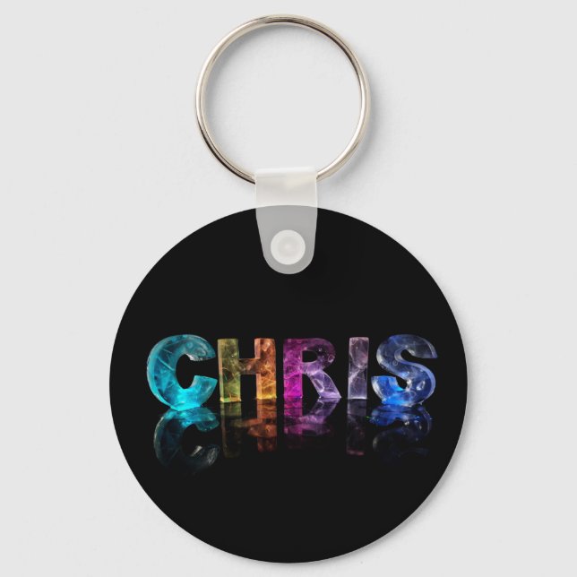 The Name Chris in 3D Lights Key Ring (Front)