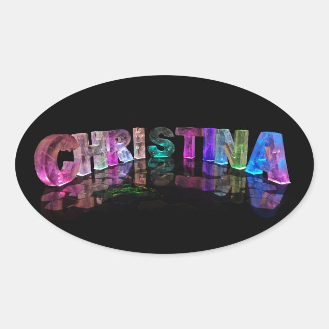 The Name Christina in Fancy Letters Oval Sticker (Front)