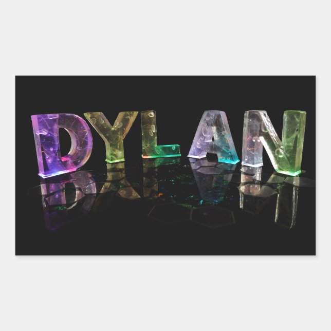 The Name Dylan in 3D Lights (Photograph) Rectangular Sticker (Front)