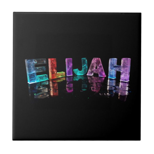 The Name Elijah in 3D Lights (Photograph) Tile (Front)