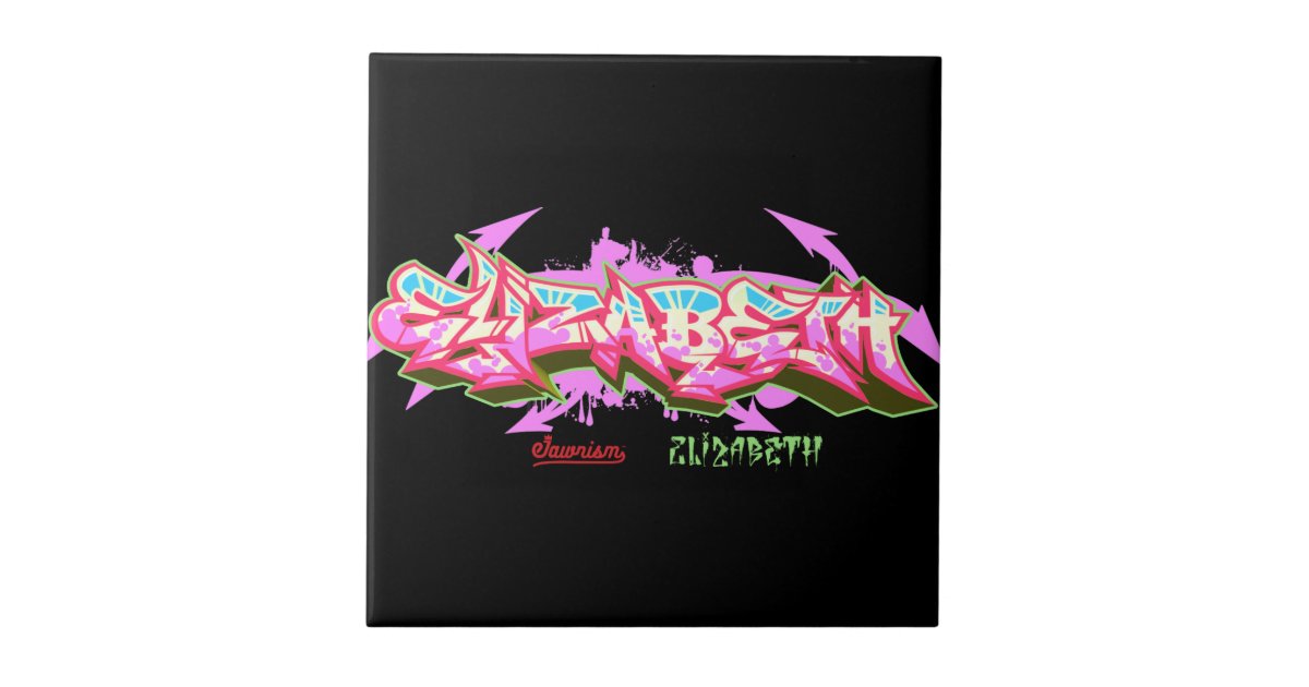 The name Elizabeth in graffitiCeramic Tile Zazzle